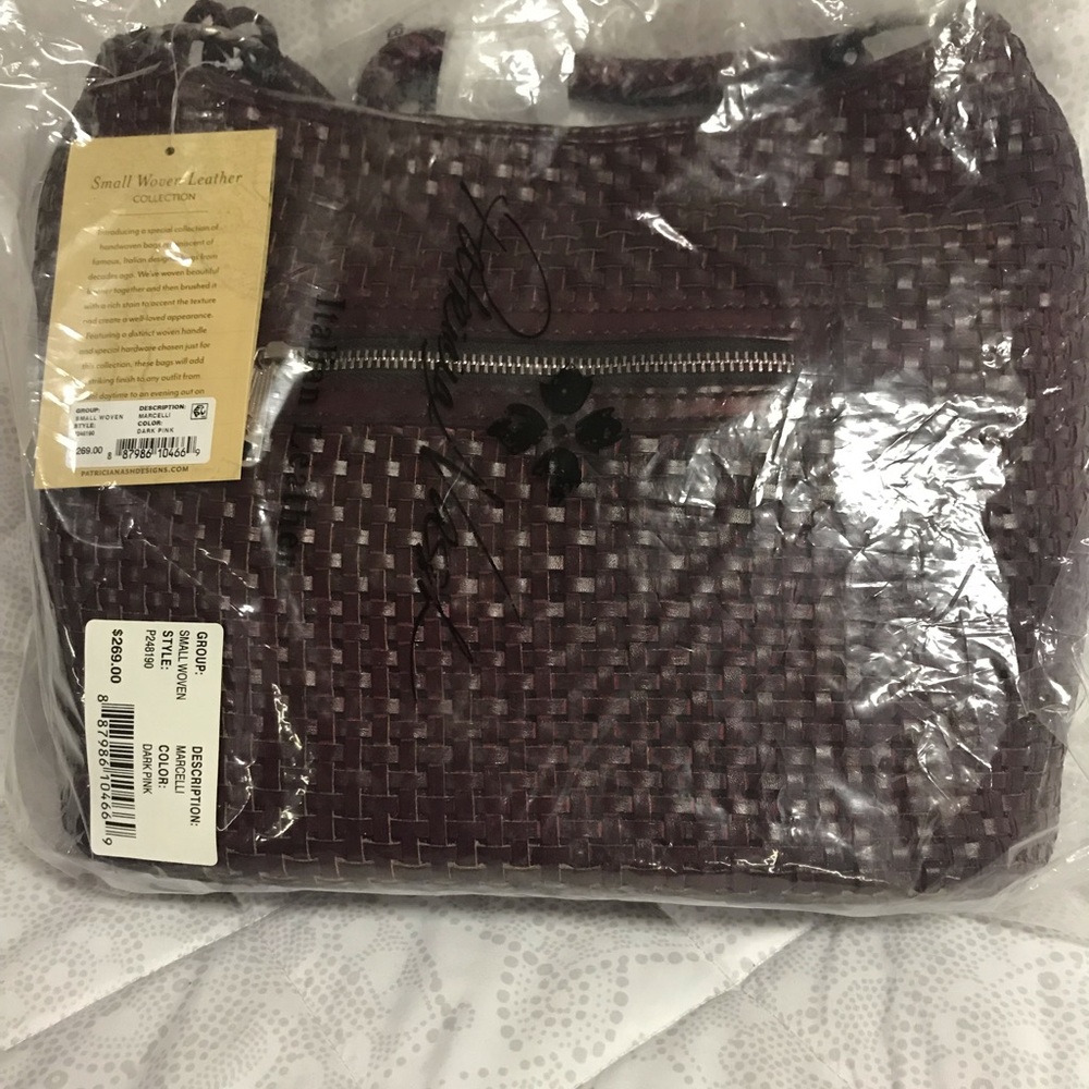 New Patricia Nash Marcelo Hobo Woven Dark Pink Bag